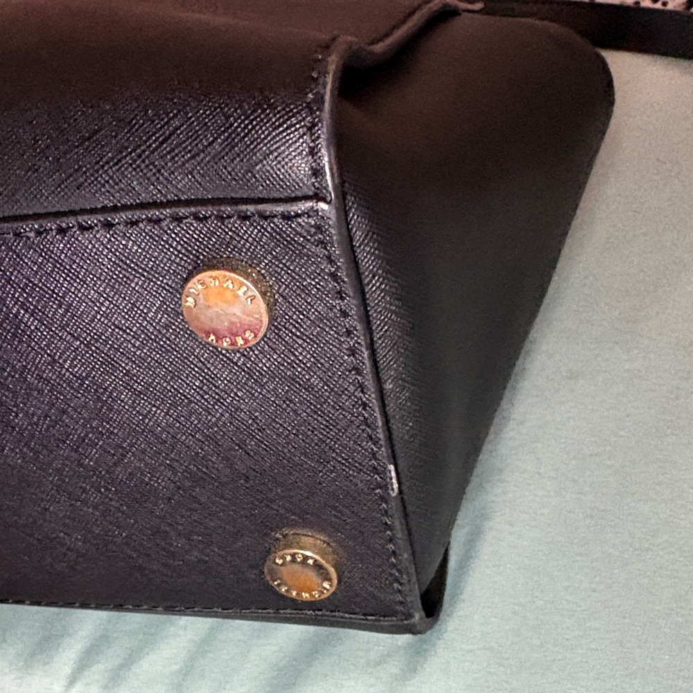 Michael Kors Selma Medium Saffiano Leather Satchel Black Top Handle Bag AS IS - Picture 7 of 10